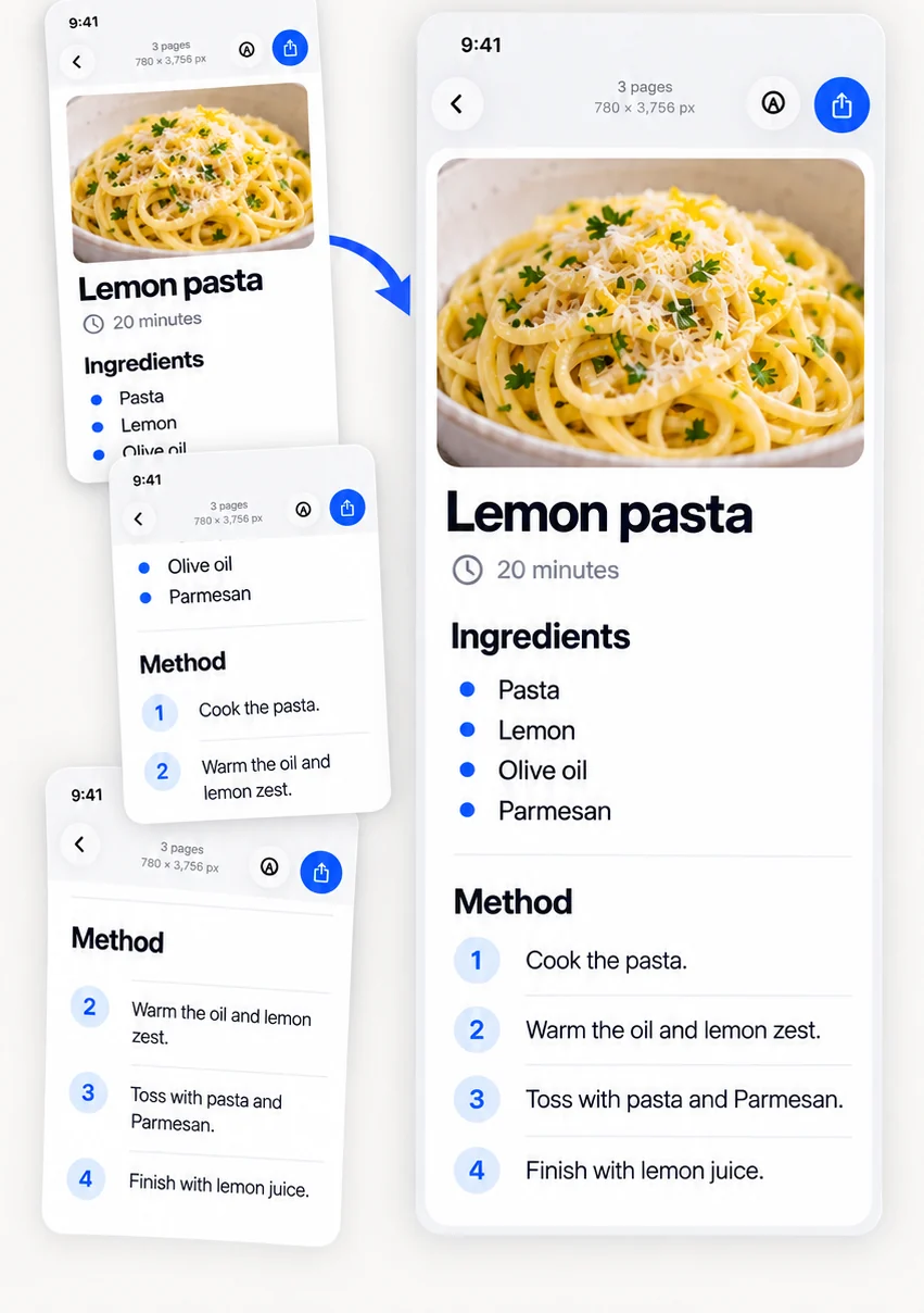 Recipe screenshots stitched into one long image